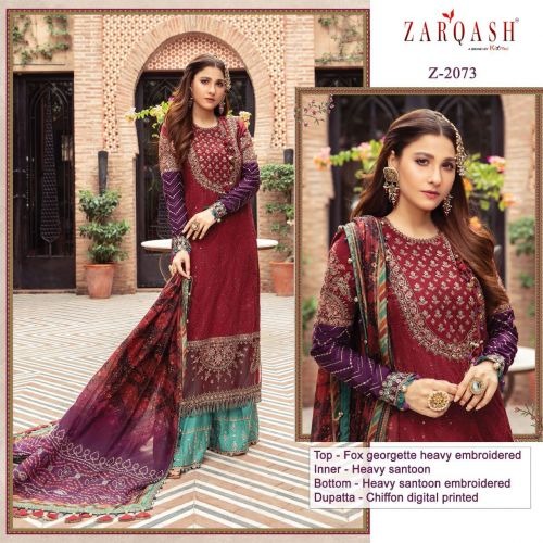 Zarqash Sateen Maria B Georgette Wear Pakistani Salwar Kameez